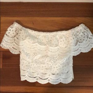 LF lace off the shoulder crop top